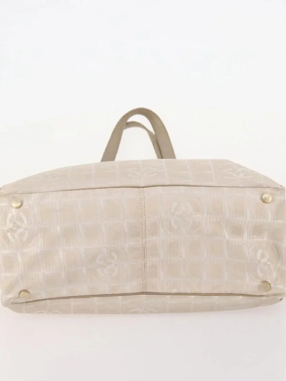 CHANEL New Travel Line Tote Bag Nylon 4 Set Beige CC Auth ti3920